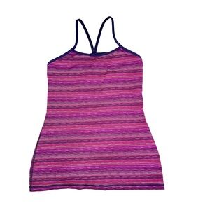 Lululemon Medium/Lg Pink, Purple Striped Tank Top Built in Bra